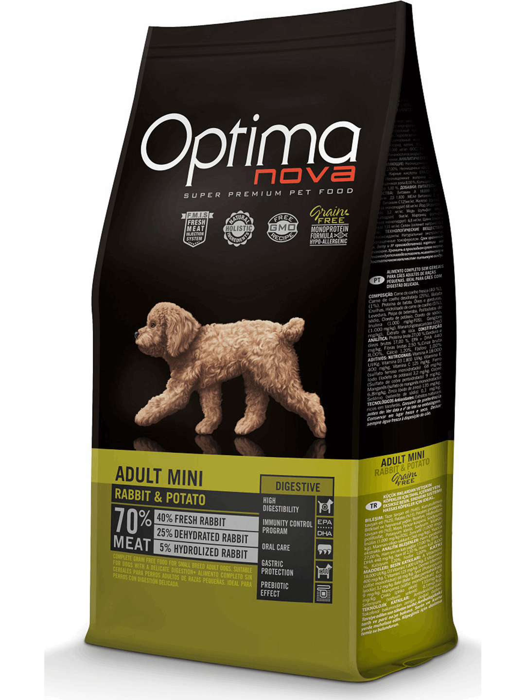 OptimaNova Adult mini rabbit&potato 2kg+ΔΩΡΟ ΚΟΝΣΕΡΒΑ PIPER 400γρ