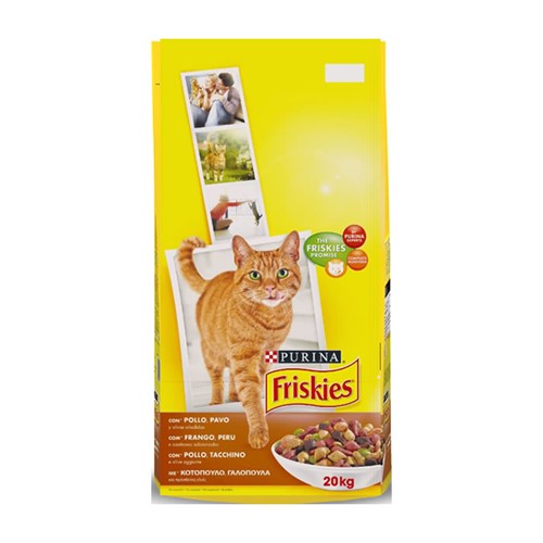 Purina Friskies Ξηρά Τροφή για Ενήλικες Γάτες με Κοτόπουλο / Γαλοπούλα / Ελιές 20kg