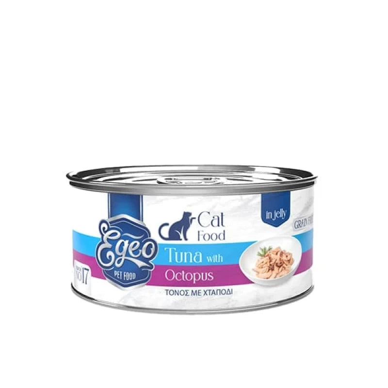 Υγρή Τροφή Γάτας Egeo Cat Adult Τόνος με Χταπόδι σε Ζελέ 85gr