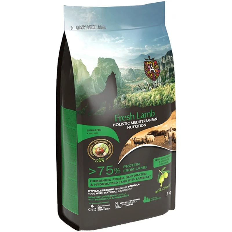 Ambrosia Mediterranean Grain Free Dog Adult Fresh Lamb 5kg