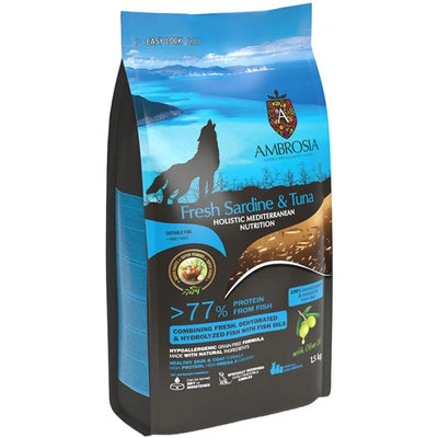 Ambrosia Mediterranean Grain Free Dog Adult Fresh Sardine & Tuna 1,5kg