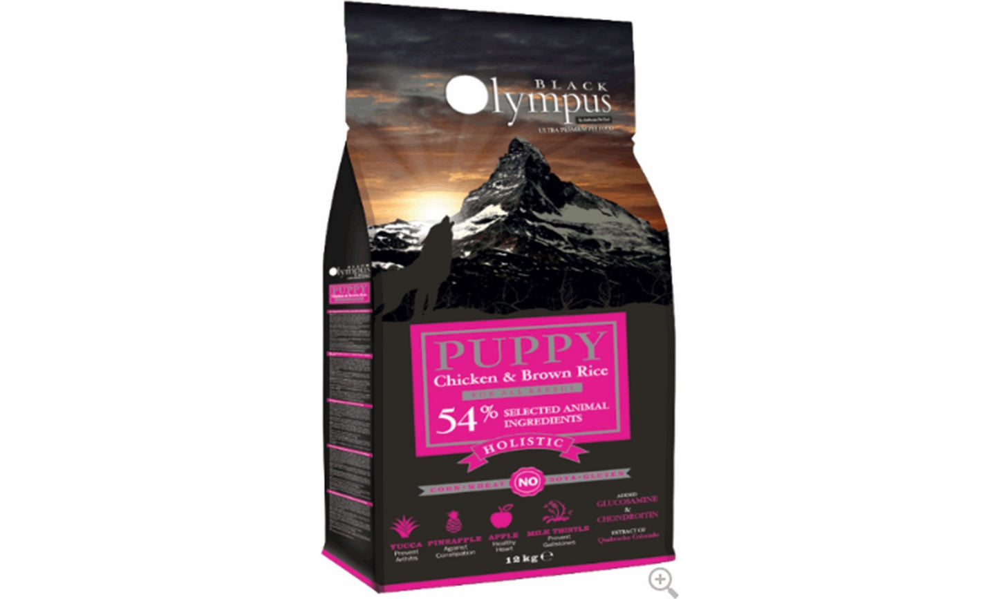 Black Olympus Puppy Holistic 2kg Ξηρά Τροφή χωρίς Γλουτένη για Κουτάβια με Καστανό Ρύζι και Κοτόπουλο+ΔΩΡΟ κονσερβα puppy 400gr