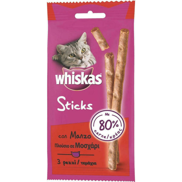 WHISKAS ΓΑΤΟΤΡΟΦΗ STICKS 18gr. – (ΜΟΣΧΑΡΙ)