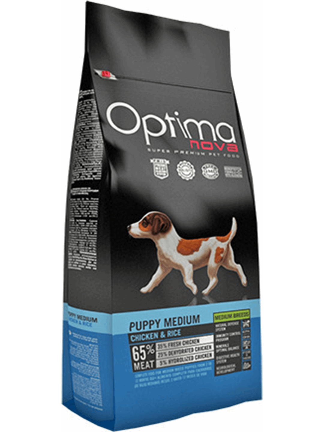 Optimanova Puppy Medium 2kg Ξηρά Τροφή χωρίς Σιτηρά για Κουτάβια Μεσαίων Φυλών με Κοτόπουλο και Ρύζι