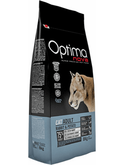 OPTIMANOVA ADULT RABBIT & POTATO 2KG για ενήλικες γάτες+ΔΩΡΟ ΚΟΝΣΕΡΒΑ 400gr PRO CHOICE  sterilised