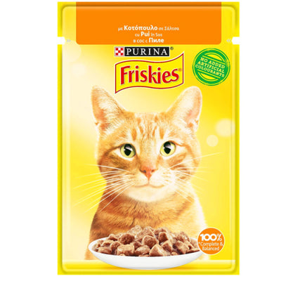 FRISKIES ΓΑΤΟΤΡΟΦΗ ΦΑΚΕΛΑΚΙ 85gr. – (ΚΟΤΟΠΟΥΛΟ ΣΕ ΣΑΛΤΣΑ) – Trofodosies