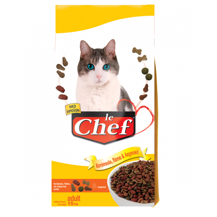 Le Chef CAT Adult με Κοτόπουλο και Πάπια 15kg