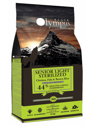BLACK OLYMPUS SENIOR LIGHT AND STERILIZED POULTRY FISH AND BROWN RICE 12Kg + ΔΩΡΟ ΥΓΡΗ ΤΡΟΦΗ PIPER 500γρ