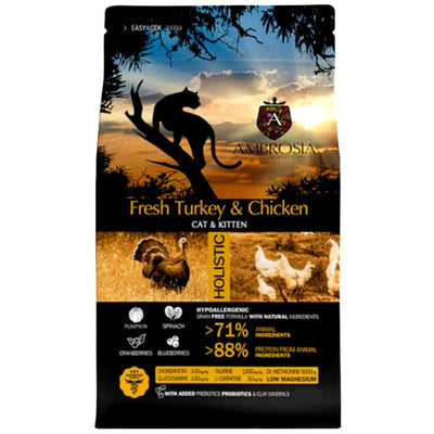 AMBROSIA GRAIN FREE CAT AND KITTEN FRESH TURKEY & CHICKEN 1,5KG+ΔΩΡΟ 100γρ ΥΓΡΗ ΤΡΟΦΗ