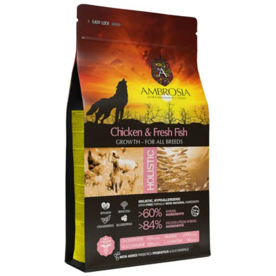 AMBROSIA GRAIN-FREE DOG GROWTH CHICKEN & FRESH FISH 2KG