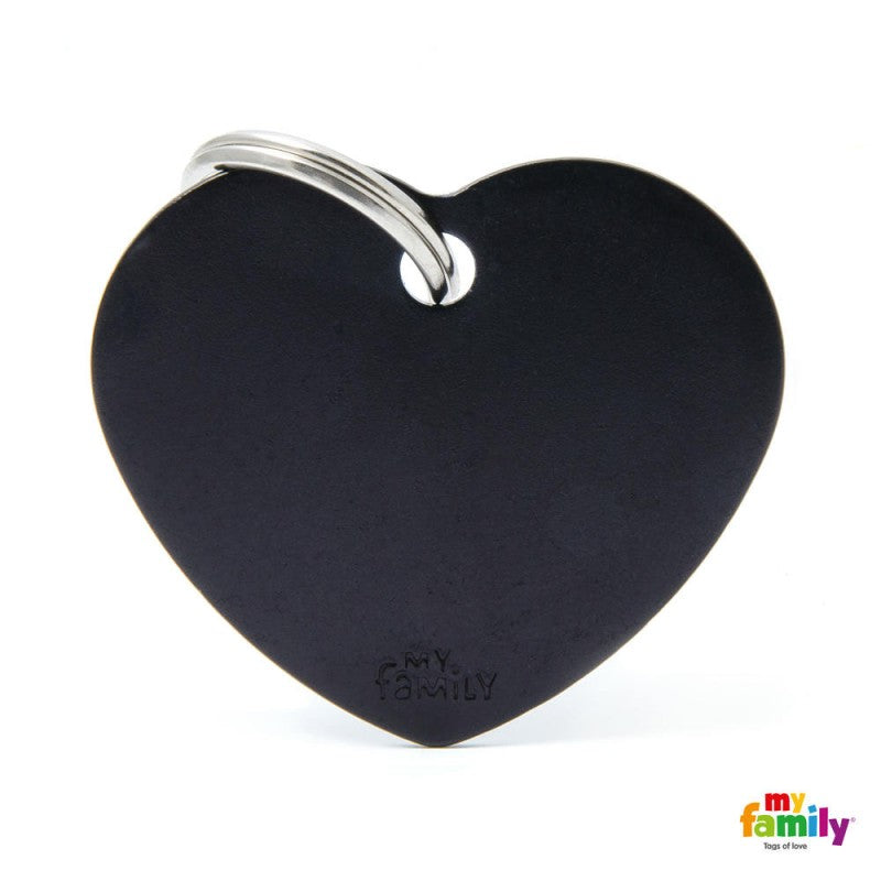 MY FAMILY BASIC BLACK HEART LARGE TAG 4X2CM