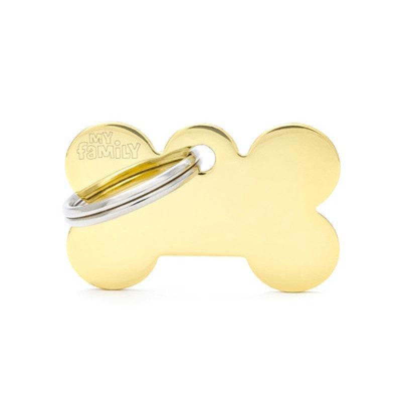 ΤΑΥΤΟΤΗΤΑ ΣΚΥΛΟΥ MY FAMILY BASIC GOLD BRASS BONE TAG SMALL 3x2cm