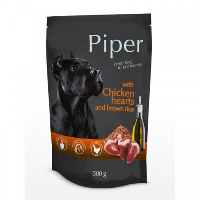 Pouch Σκύλου Piper Chicken Hearts & Brown rice (Καρδιά Κοτόπουλου & Καστανό Ρύζι) 500gr