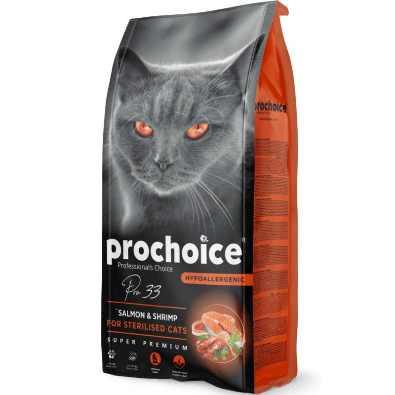 Prochoice Pro 33 Sterilised Ξηρά Τροφή για Ενήλικες Στειρωμένες Γάτες με Σολομό 2kg+ΔΩΡΟ ΚΟΝΣΕΡΒΑ ΓΑΤΑ 400γρ