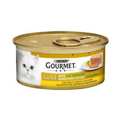 PURINA GOURMET GOLD ΠΑΤΕ ME KOTOΠΟΥΛΟ, ΚΑΡΟΤΑ & ΚΟΛΟΚΥΘΑΚΙΑ 85g