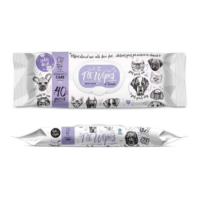 PERFECT CARE PET WIPES ΜΕ ΧΛΩΡΕΞΙΔΙΝΗ WHITE MUSK 40pcs