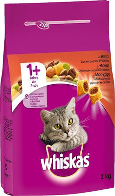 Whiskas 1+ Beef Ξηρά Τροφή για Ενήλικες Γάτες με Μοσχάρι 1.4kg